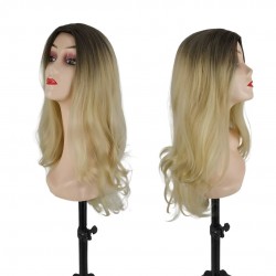 Ankara Fiber Sentetik Peruk Dalgalı Uzun Boy Koyu Kumral Platin Ombreli