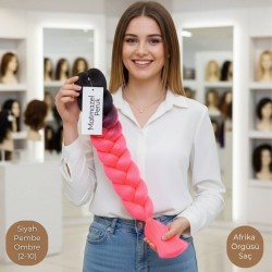 Ankara Afrika Örgüsü Saç Siyah Pembe Ombre 165 Gram