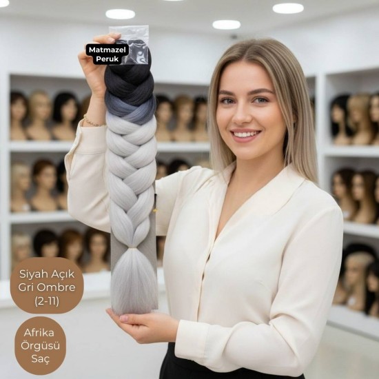 Ankara Afrika Örgüsü Saç Siyah Açık Gri Ombre 165 Gram