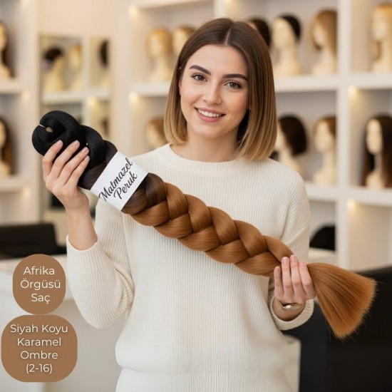 Ankara Afrika Örgüsü Saç Siyah Koyu Karamel Ombre 165 Gram