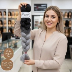 Ankara Afrika Örgüsü Saç Siyah Orta Gri Ombre 165 Gram