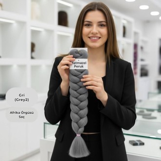 Ankara Afrika Örgüsü Saç Orta Gri 165 Gram