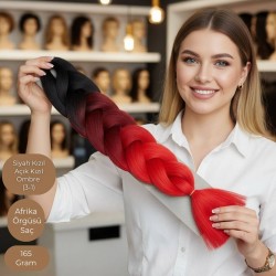 Ankara Afrika Örgüsü Saç Siyah Kızıl Açık Kızıl Ombre 165 Gram Ankara Afrika Örgüsü Saç Siyah Kızıl Açık Kızıl Ombre 165 Gram