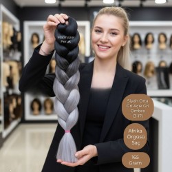 Ankara Afrika Örgüsü Saç Siyah Orta Gri Açık Gri Ombre 165 Gram Ankara Afrika Örgüsü Saç Siyah Orta Gri Açık Gri Ombre 165 Gram