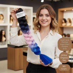 Ankara Afrika Örgüsü Saç Siyah Açık Pembe Koyu Mavi Ombre 165 Gram Ankara Afrika Örgüsü Saç Siyah Açık Pembe Koyu Mavi Ombre 165 Gram