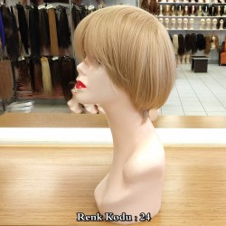 Kısa Fiber Sentetik Peruk Ankara Açık Kumral Dore Sarı Renk