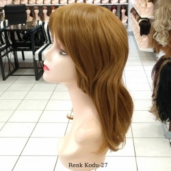 Orta Model Ankara Bayan Fiber Sentetik Peruk Karamel