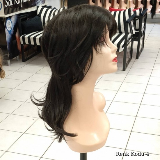 Orta Model Ankara Bayan Fiber Sentetik Peruk Koyu Kestane Orta Model Ankara Bayan Fiber Sentetik Peruk Koyu Kestane