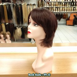 Ankara Kızılay Fiber Sentetik Peruk Kısa Koyu Çikolata Kahve Ebru Model