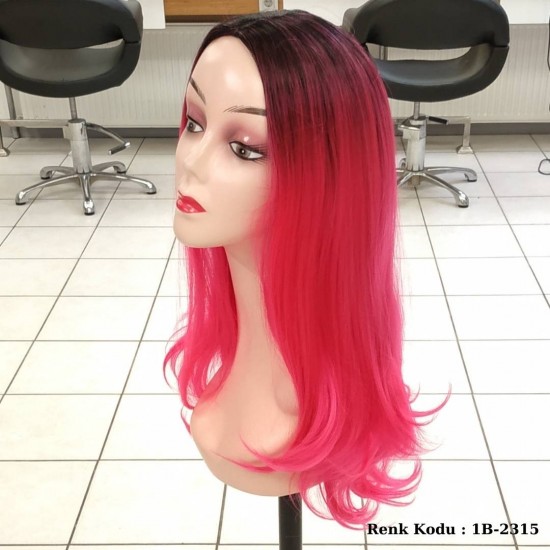 Ankara Renkli Fiber Sentetik Peruk Siyah Pembe Ombre Ankara Renkli Fiber Sentetik Peruk Siyah Pembe Ombre