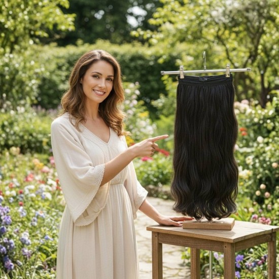 Ankara Fiber Sentetik Yarımay Postiş Tek Parça Mavi Siyah