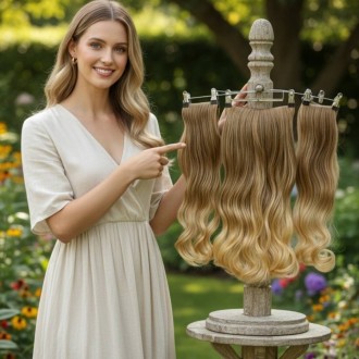  Ankara Fiber Sentetik Yarımay Postiş 3'lü Set Açık Karamel Dore Sarı Ombre