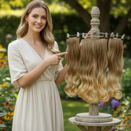 Ankara Fiber Sentetik Yarımay Postiş 3'lü Set Açık Karamel Dore Sarı Ombre