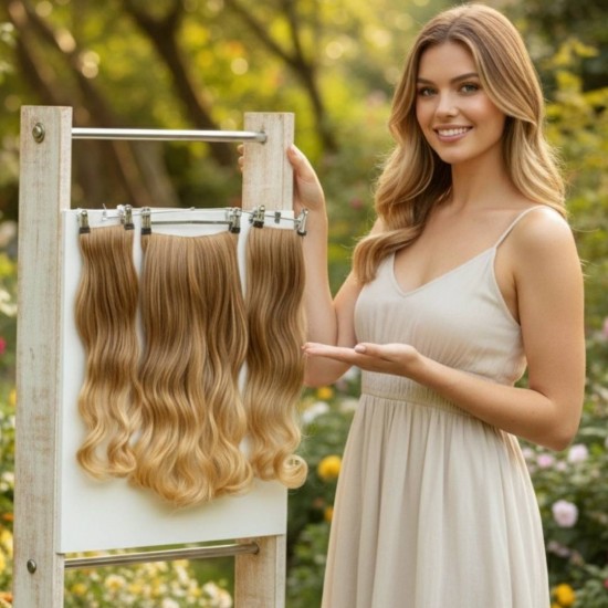 Ankara Fiber Sentetik Yarımay Postiş 3'lü Set Açık Karamel Dore Sarı Ombre