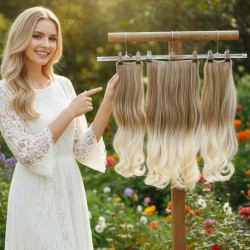  Ankara Fiber Sentetik Yarımay Postiş 3'lü Set Açık Karamel Platin Ombre