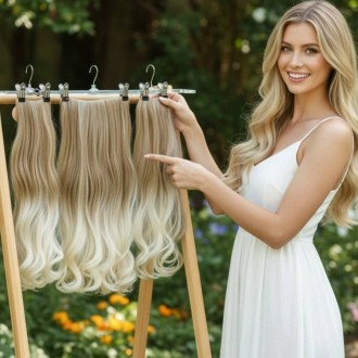  Ankara Fiber Sentetik Yarımay Postiş 3'lü Set Açık Karamel Platin Ombre