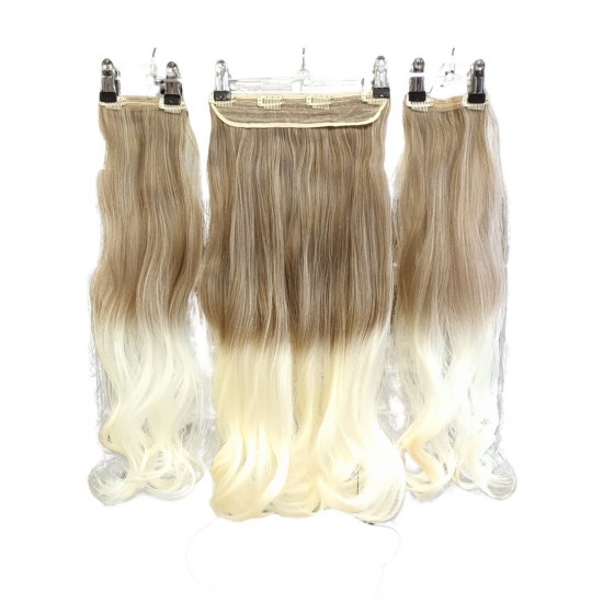 Ankara Fiber Sentetik Yarımay Postiş 3'lü Set Açık Karamel Platin Ombre