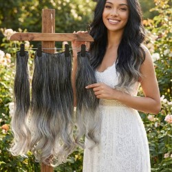  Ankara Fiber Sentetik Yarımay Postiş 3'lü Set Siyah Koyu Gri Ombre