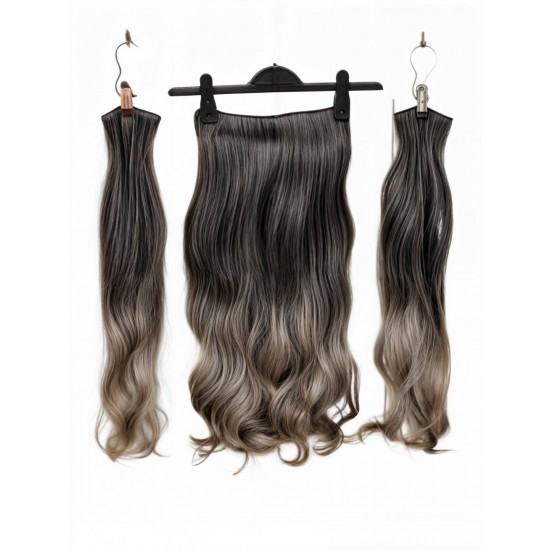 Ankara Fiber Sentetik Yarımay Postiş 3'lü Set Siyah Koyu Gri Ombre