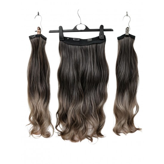 Ankara Fiber Sentetik Yarımay Postiş 3'lü Set Siyah Koyu Gri Ombre