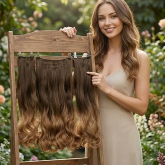  Ankara Fiber Sentetik Yarımay Postiş 3'lü Set Fındık Kabuğu Ombre